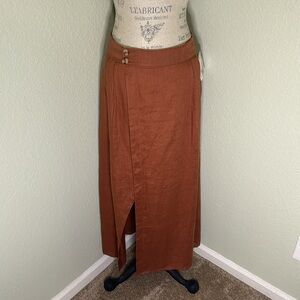 Anthropologie Linen Wrap Maxi Skirt